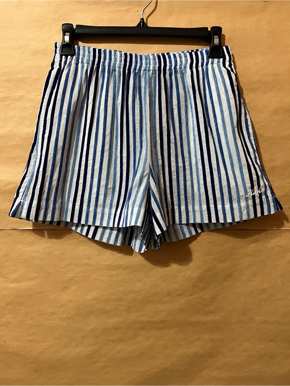 Kith | Chenille Stripe Shorts Pull-On Camp Short High Rise Cornflower Size XS
